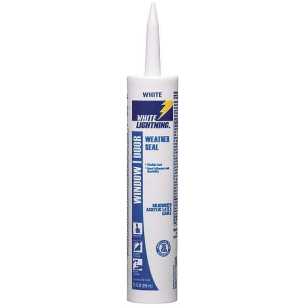 White Lightning - 10 oz Cartridge White Acrylic & Silicone Hybrid Caulk - -30 to 180°F Operating Temp, 12 min Tack Free Dry Time, Series 30060 - Top Tool & Supply