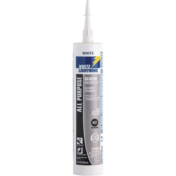 White Lightning - 10 oz Cartridge White RTV Silicone Joint Sealant - -80 to 400°F Operating Temp, 30 min Tack Free Dry Time, 24 hr Full Cure Time - Top Tool & Supply