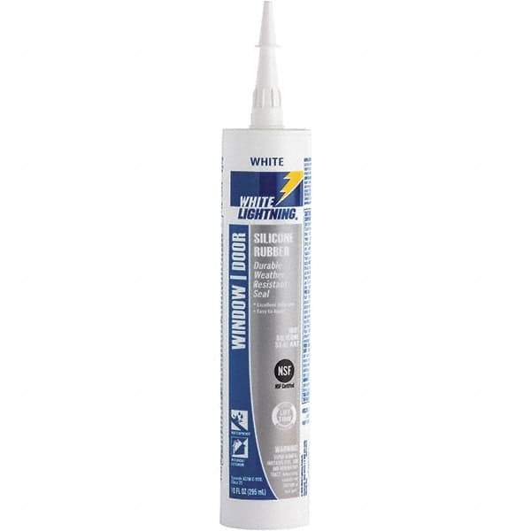 White Lightning - 10 oz Cartridge White RTV Silicone Joint Sealant - -80 to 450°F Operating Temp, 30 min Tack Free Dry Time, 24 hr Full Cure Time - Top Tool & Supply