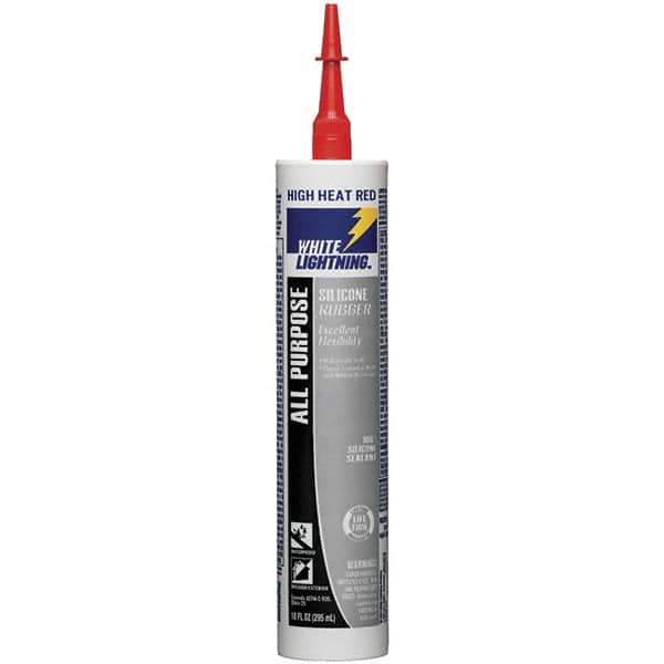 White Lightning - 10 oz Cartridge Red RTV Silicone Joint Sealant - -80 to 400°F Operating Temp, 30 min Tack Free Dry Time, 24 hr Full Cure Time - Top Tool & Supply