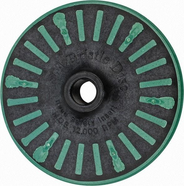 3M - 4-1/2" 50 Grit Ceramic Straight Disc Brush - Coarse Grade, Threaded Hole Connector, 3/4" Trim Length, 5/8-11 Threaded Arbor Hole - Top Tool & Supply