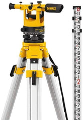 DeWALT - 20x Magnification, 5 to 200 Ft. Measuring Range, Transit Optical Level Kit - Accuracy 1/4 Inch at 100 Ft., Kit Includes Aluminum Tripod with Quick Adjust Legs - Top Tool & Supply