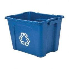 Rubbermaid - 14 Gal Blue Rectangle Recycling Container - Polyethylene, 14-3/4" High x 20-3/4" Long x 16" Wide - Top Tool & Supply