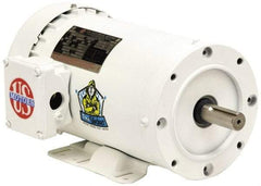 US Motors - 1 hp, TENV Enclosure, No Thermal Protection, 3,450 RPM, 208-230/460 Volt, 60 Hz, Three Phase Energy Efficient Motor - Size 56C Frame, C-Face/Base Mount, 1 Speed, Ball Bearings, 2.534 Full Load Amps, F Class Insulation, Reversible - Top Tool & Supply