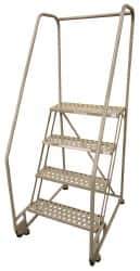 Cotterman - 70" 4 Step TiltNRoll Rolling Ladder - Assembled, 450 Lb Capacity, 40" Platform Height, 28" Base Width x 37" Base Depth, Perforated Tread - Top Tool & Supply