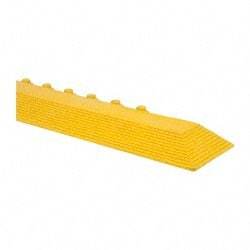 Wearwell - 39" Long x 3" Wide x 5/8" Thick, Anti-Fatigue Modular Matting Ramp Edge - Male, Yellow, For Dry & Wet Areas, Series 572 - Top Tool & Supply