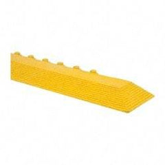 Wearwell - 39" Long x 3" Wide x 5/8" Thick, Anti-Fatigue Modular Matting Ramp Edge - Male, Yellow, For Dry & Wet Areas, Series 572 - Top Tool & Supply