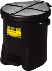 Eagle - 14 Gallon Capacity, HDPE Waste Can with Foot Lever - 18 Inch Long x 22 Inch Wide/Diameter x 21 Inch High, Black, Foot or Hand Operated, Approved FM and OSHA - Top Tool & Supply