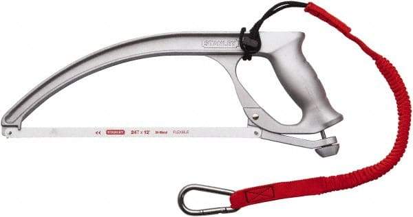 Stanley - 12" Tethered Hacksaw - 4" Throat Depth, Aluminum Handle, Ergonomically Designed D-Style Handle - Top Tool & Supply