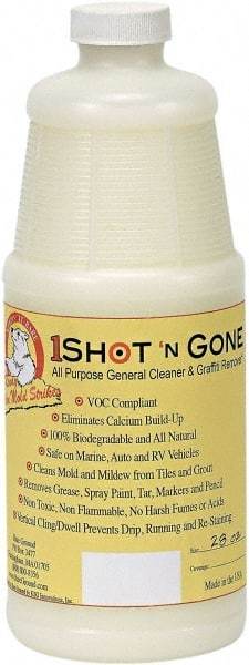 Bare Ground Solutions - 28oz of 1 Shot Graffiti Remover & Cleaner - 1 Shot Graffiti Remover is a 100% biodegradable and all-natural cleaner removes grease, spray paint, tar, markers and pencil from hard surfaces. - Top Tool & Supply