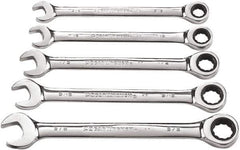 GearWrench - 5 Piece, 3/8" to 5/8", 12 Point Combination Wrench Set - Inch Measurement Standard, Chrome Finish - Top Tool & Supply