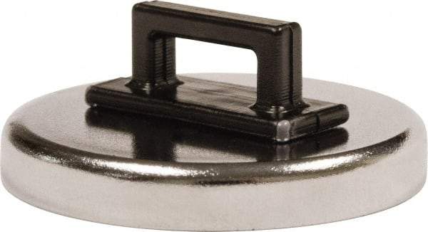 Mag-Mate - 14 Lb Max Pull Force, 3/16" Overall Height, 1.24" Diam, Ceramic Cup Magnet - Clamp Style, 3/8" Clamp Opening, Chrome Plated - Top Tool & Supply