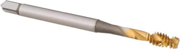 OSG - #10-24 UNC 2 Flute 2B Modified Bottoming Spiral Flute Tap - Vanadium High Speed Steel, TiN Finish, 70mm OAL, Right Hand Flute, Right Hand Thread, H3, Series 16450 - Top Tool & Supply