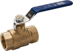 Midwest Control - 1/4" Pipe, Full Port, Brass Full Port Ball Valve - 2 Piece, FNPT x FNPT Ends, Vinyl Coated Metal Handle, 600 WOG, 150 WSP - Top Tool & Supply