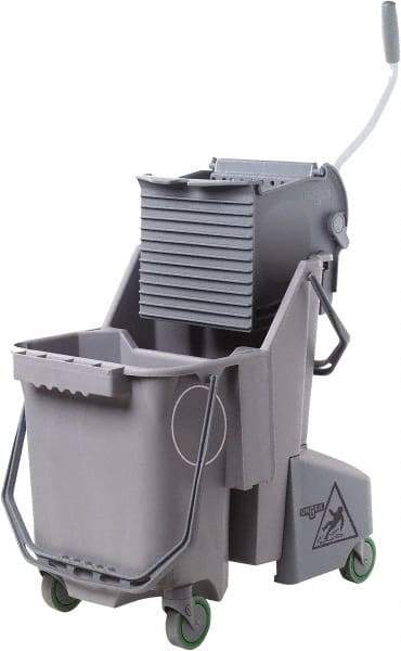 Unger - 32 Qt Plastic Bucket & Wringer - 21" Long x 20" High x 15" Wide, Gray, Aluminum Handle - Top Tool & Supply