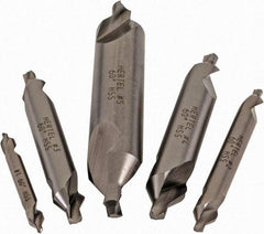 Hertel - #1 to 5, 1/8 to 7/16" Body Diam, 1/8" Point Diam, Plain Edge, High Speed Steel Combo Drill & Countersink Set - 0.0469 to 0.1875" Point Length, 1/8 to 2-3/4" OAL, Double End, Hertel Series Compatibility - Top Tool & Supply