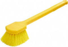 Rubbermaid - 2" Bristle Length, Synthetic Utility Scrub Brush - 20" OAL, Long Handle, Yellow, Plastic Block - Top Tool & Supply