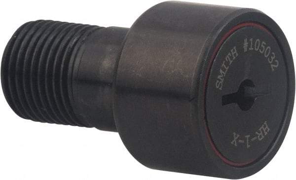 Accurate Bushing - 1/2" Roller Diam x 3/8" Width, 1/4" Stud Diam x 5/8" Length, Sealed Heavy Stud Cam Follower - Carbon Steel, 1/4" Thread Length, 1/4-28 Thread, 1" OAL, 970 Lb Dynamic Cap - Top Tool & Supply