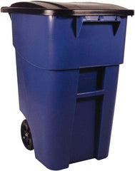 Rubbermaid - 50 Gal Blue Square Trash Can - Polyethylene, 36-1/2" High x 28-1/2" Long x 23.38" Wide - Top Tool & Supply