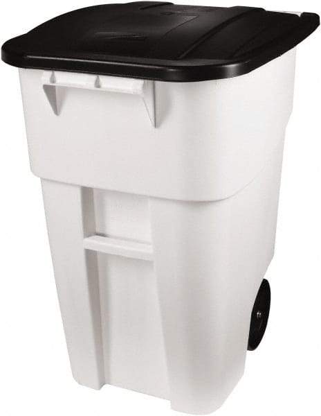 Rubbermaid - 50 Gal White Square Trash Can - Polyethylene, 36-1/2" High x 28-1/2" Long x 23.38" Wide - Top Tool & Supply