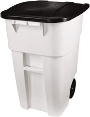 Rubbermaid - 50 Gal White Square Trash Can - Polyethylene, 36-1/2" High x 28-1/2" Long x 23.38" Wide - Top Tool & Supply