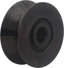 Accurate Bushing - 20mm Bore, 90mm Roller Diam x 38mm Width, Carbon Steel V-Grooved Yoke Roller - 48,400 N Dynamic Load Capacity, 40mm Overall Width - Top Tool & Supply