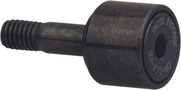 Accurate Bushing - 1-1/4" Roller Diam x 3/4" Width, 1/2" Stud Diam x 1-1/4" Length, Stud Cam Follower with Hex - Carbon Steel, 5/8" Thread Length, 1/2-20 Thread, 2" OAL, 4,470 Lb Dynamic Cap - Top Tool & Supply