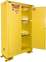 Securall Cabinets - 2 Door, 2 Shelf, Yellow Steel Standard Safety Cabinet for Flammable and Combustible Liquids - 71" High x 31" Wide x 31" Deep, Self Closing Door, 3 Point Key Lock, 60 Gal Capacity - Top Tool & Supply