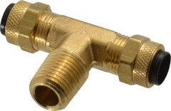 Parker - 3/8" OD, Brass Male Branch Tee - 150 Max Working psi, 0 to 150°F, Comp x Comp x MNPT Ends - Top Tool & Supply