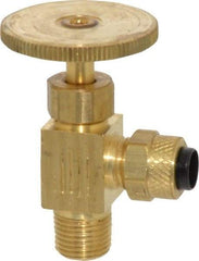 Parker - 1/4 x 1/8" Pipe, Angled Needle Valve - Poly-Tite x MNPTF Ends, Brass Valve, 150 Max psi - Top Tool & Supply