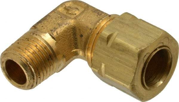 Parker - 5/16" OD, Brass Male Elbow - 1,200 Max Working psi, -65 to 250°F, Comp x MNPT Ends - Top Tool & Supply