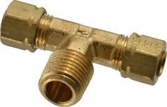 Parker - 1/4" OD, Brass Male Branch Tee - 1,400 Max Working psi, -65 to 250°F, Comp x Comp x MNPT Ends - Top Tool & Supply