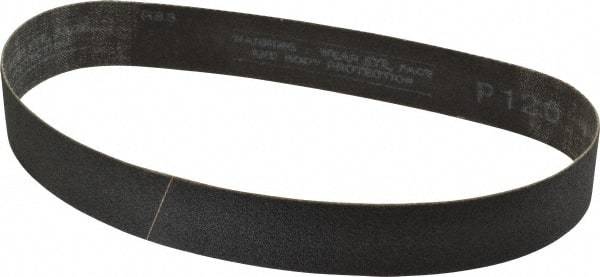 Made in USA - 1-1/8" Wide x 21" OAL, 120 Grit, Silicon Carbide Abrasive Belt - Silicon Carbide, Fine, Coated, X/Y Weighted Cloth Backing, Wet/Dry, Series S181 - Top Tool & Supply