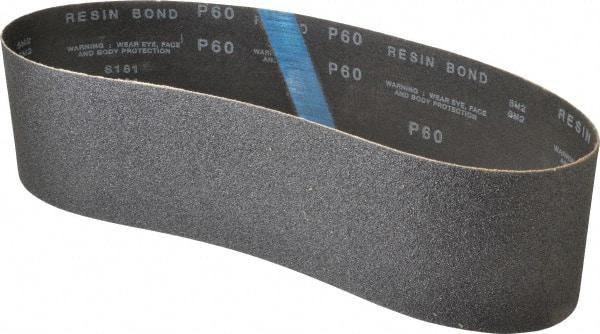 Made in USA - 4" Wide x 36" OAL, 60 Grit, Silicon Carbide Abrasive Belt - Silicon Carbide, Medium, Coated, X/Y Weighted Cloth Backing, Wet/Dry, Series S181 - Top Tool & Supply