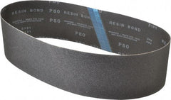 Made in USA - 4" Wide x 36" OAL, 80 Grit, Silicon Carbide Abrasive Belt - Silicon Carbide, Medium, Coated, X/Y Weighted Cloth Backing, Wet/Dry, Series S181 - Top Tool & Supply