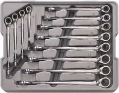 GearWrench - 12 Piece, 8mm to 19mm, 12 Point Ratcheting Combination Wrench/X-Beam Set - Metric Measurement Standard, Chrome Finish, Comes in Plastic Tray - Top Tool & Supply