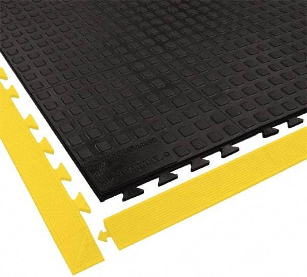 Wearwell - 5' Long x 3' Wide x 5/8" Thick, Anti-Fatigue Modular Matting Ramp Edge - Male, 1 Interlocking Side, Yellow, For Dry Areas, Series 502 - Top Tool & Supply