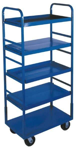 Win-Holt - 1,000 Lb Capacity, 22" Wide x 72" High Standard Utility Cart - 5 Shelf, Steel, 2 Rigid/2 Swivel Casters - Top Tool & Supply