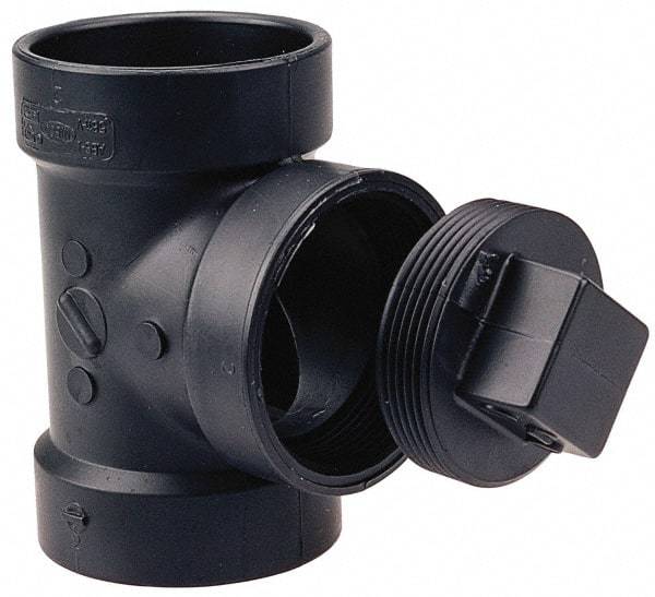 NIBCO - 3", ABS Drain, Waste & Vent Pipe Test Tee - Hub x Hub x CO with Plug - Top Tool & Supply