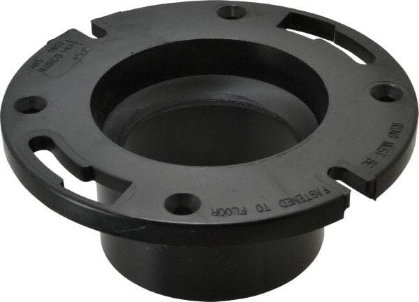 NIBCO - 3 or 4" Pipe, 5-3/8" OD, ABS Flush Closet Flange with Pipe Stop - 180° Max Working Temp, Hub or Spig End Connections - Top Tool & Supply