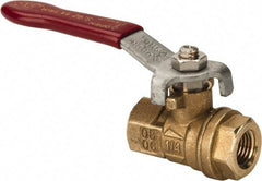 Value Collection - 1/4" Pipe, Full Port, Brass UL Listed Ball Valve - 1 Piece, Inline - One Way Flow, FNPT x FNPT Ends, Lever Handle, 600 WOG, 150 WSP - Top Tool & Supply