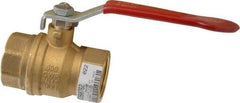 Value Collection - 1-1/4" Pipe, Full Port, Brass UL Listed Ball Valve - 1 Piece, Inline - One Way Flow, FNPT x FNPT Ends, Lever Handle, 600 WOG, 150 WSP - Top Tool & Supply