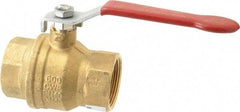 Value Collection - 1-1/2" Pipe, Full Port, Brass UL Listed Ball Valve - 1 Piece, Inline - One Way Flow, FNPT x FNPT Ends, Lever Handle, 600 WOG, 150 WSP - Top Tool & Supply