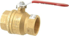 Value Collection - 2" Pipe, Full Port, Brass UL Listed Ball Valve - 1 Piece, Inline - One Way Flow, FNPT x FNPT Ends, Lever Handle, 600 WOG, 150 WSP - Top Tool & Supply