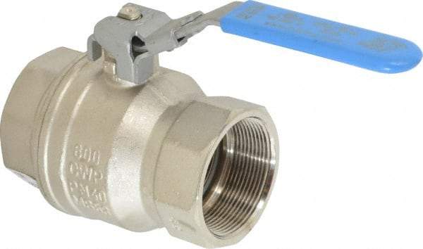 Value Collection - 2" Pipe, Full Port, Brass UL Listed Ball Valve - 1 Piece, Inline - One Way Flow, FNPT x FNPT Ends, Locking Lever Handle, 600 WOG - Top Tool & Supply