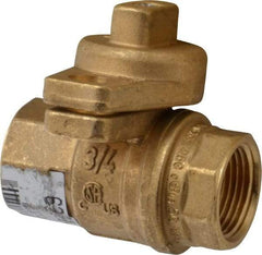 Value Collection - 3/4" Pipe, Brass, Straight without Side Tap, Gas Ball Valve - 600 psi WOG Rating, Locking Cap Handle, FNPT x FNPT End Connections, 1 Piece - Top Tool & Supply