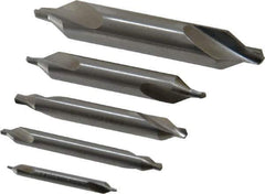 Interstate - 5 Piece, #1 to 5, Plain Edge, Cobalt Combo Drill & Countersink Set - 60° Incl Angle, Double End - Top Tool & Supply