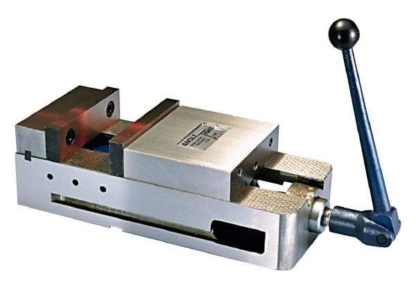 Interstate - 6" Jaw Width, 5-1/2" Jaw Opening Capacity, Horizontal Stationary Machine Vise - Manual Operation, 6,600 Lb Capacity, 1 Station, 17" Long x 4.8" High x 1-3/4" Deep, 1-3/4" Jaw Height, Ductile Iron - Top Tool & Supply