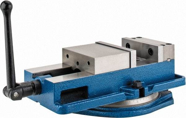 Interstate - 6" Jaw Width, 7-1/2" Jaw Opening Capacity, Horizontal Swivel Machine Vise - Manual Operation, 6,600 Lb Capacity, 1 Station, 16-3/4" Long x 4-3/8" High x 1-1/2" Deep, 1-1/2" Jaw Height - Top Tool & Supply