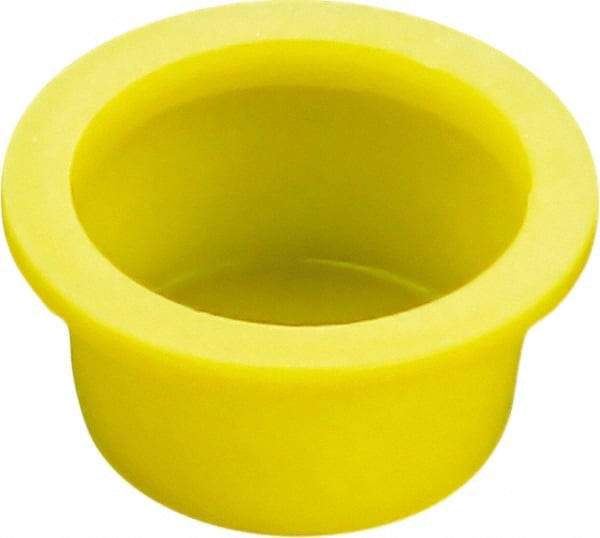 Caplugs - 1.515" ID, Round Head, Tapered Cap/Plug with Flange - 2.06" OD, 3/4" Long, Low-Density Polyethylene, Yellow - Top Tool & Supply